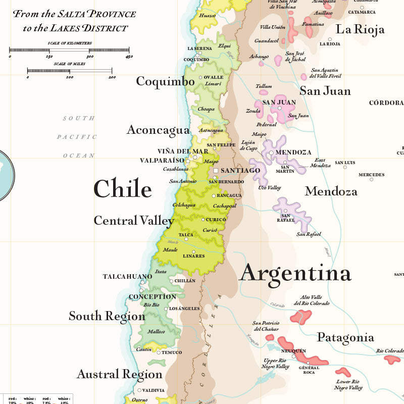 Wine Map of Argentina and Chile